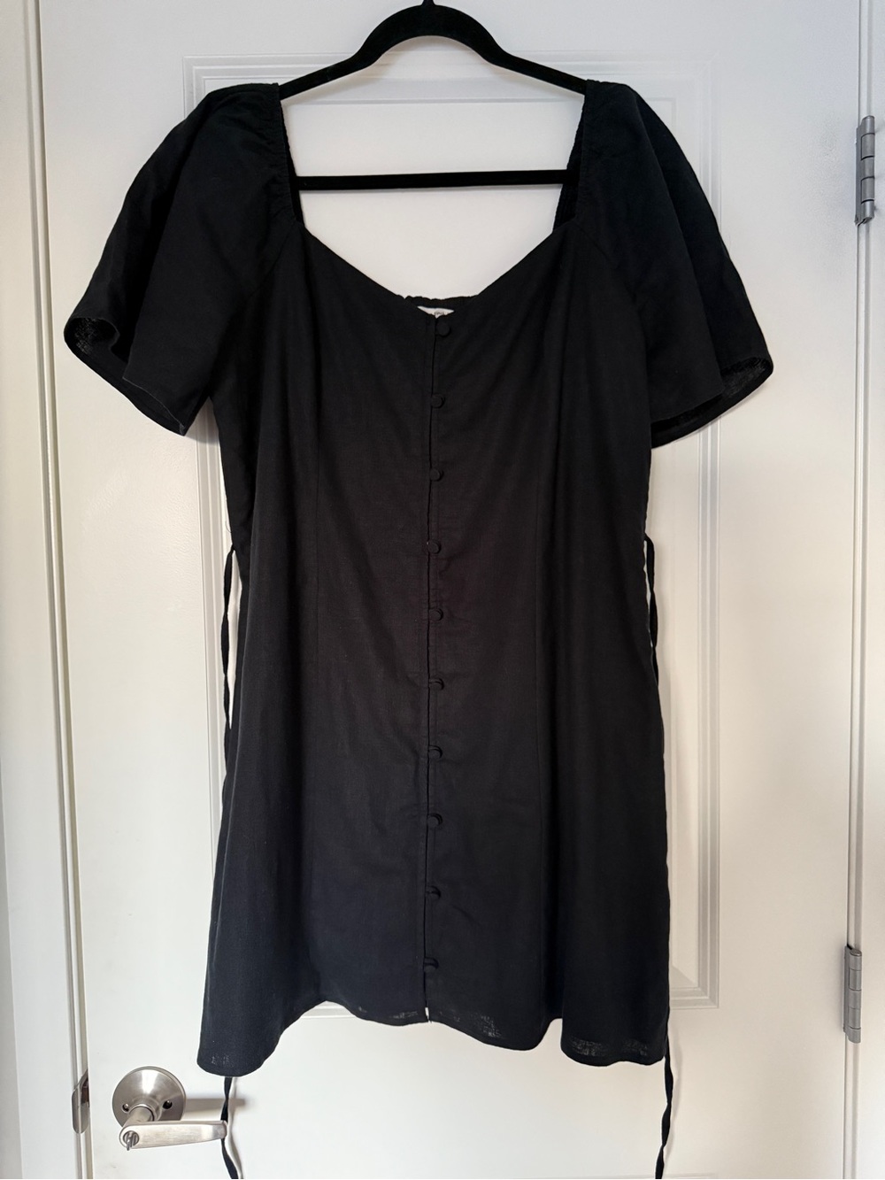 Black Abercrombie Linen Blend Button Through Dress